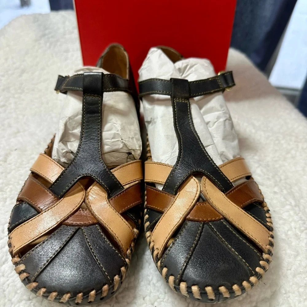 Pikolinos Navy Blue Leather Sandals P. Vallarta Size 39 US 8 / 8.5 - Picture 8 of 12